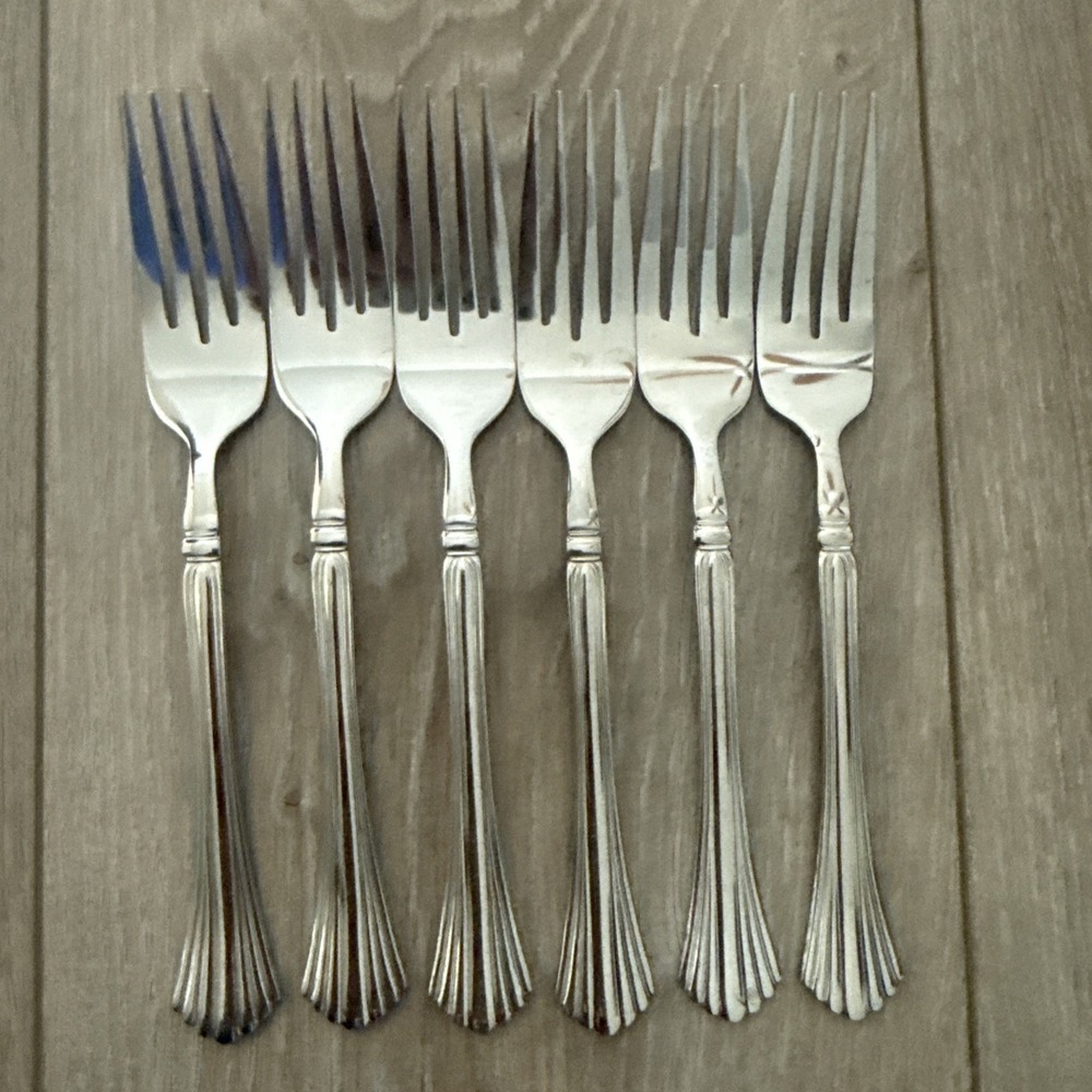 Set of 6 Cambridge Tracy Stainless Steel‎ Dinner Fork 7.5"  Flatware Silverware